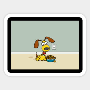 Yellow Puppy with Bowl Sticker